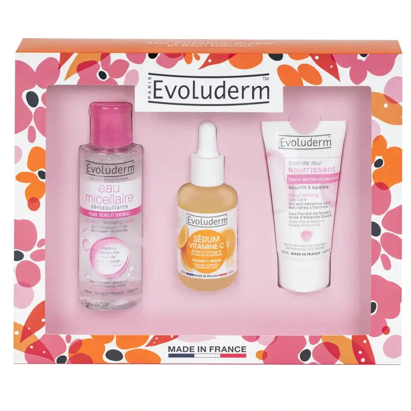 Evoluderm Box X3 (Μικκυλιακό Νερό 100 ml + Ορός Βιταμίνης C 30 ml + Προϊόν Περιποίησης Προσώπου 50 ml), 100/30/50 ml