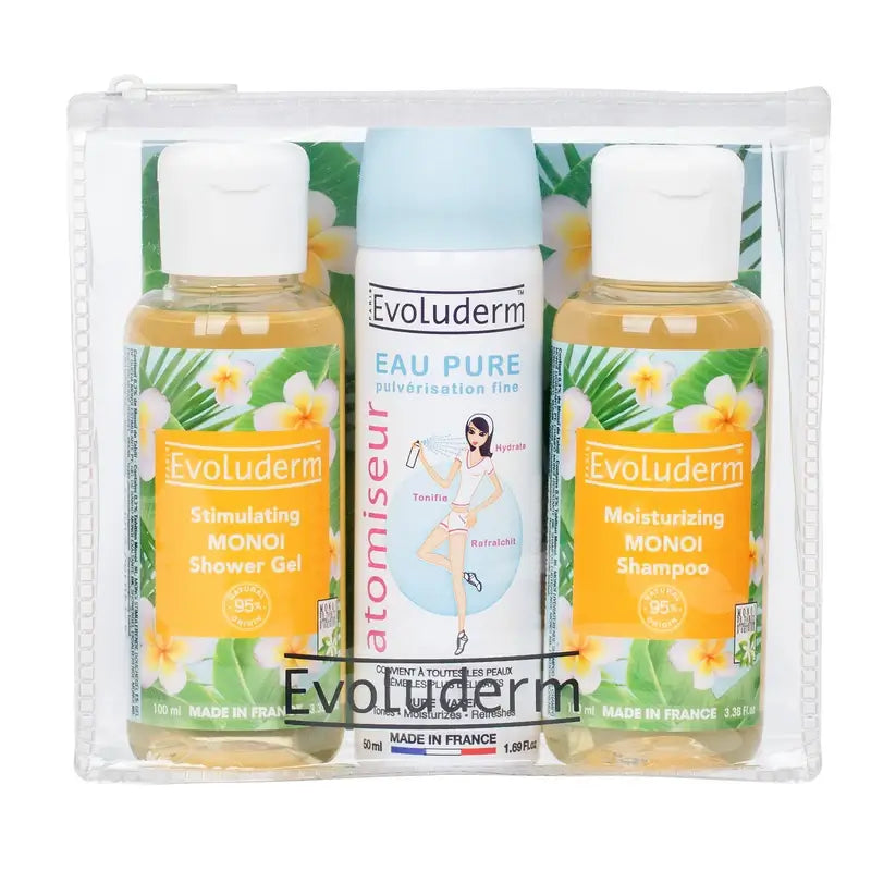 Evoluderm Σετ Ταξιδιού X3 - Αφρόλουτρο-Καθαρό Νερό-Σαμπουάν, 100/50/100 ml
