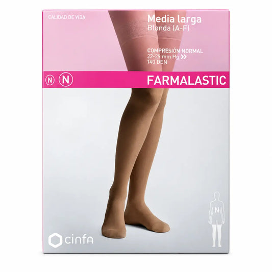 Farmalastic Μακρύ Κάλτσα Blonda, Κανονική συμπίεση, Μαύρο, Μεγάλο μέγεθος