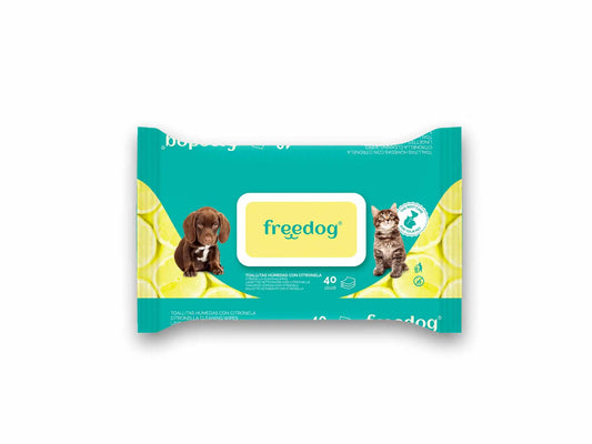 Freedog Υγρά Μαντηλάκια με Κιτρονέλα, Μεγάλη Συσκευασία 40 τεμ. 28 x 18 εκ.