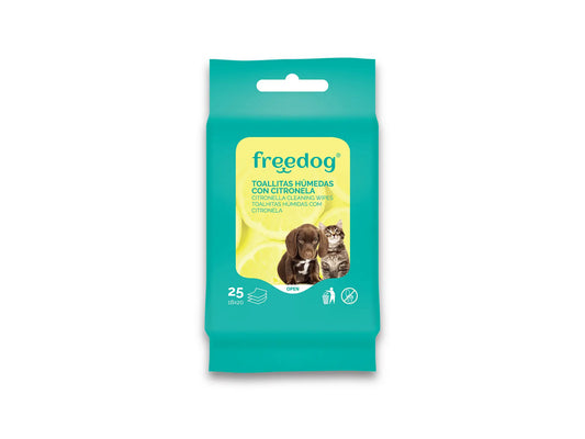 Freedog Υγρά Μαντηλάκια με Αρωματικό Σιτρονέλα, Τσέπη, 25 τεμ., 18x20 εκ.