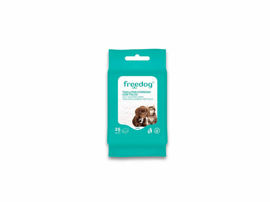 Freedog Υγρά Μαντηλάκια με Τάλκη, συσκευασία τσέπης, 25 τεμάχια, 18 x 20 εκ.