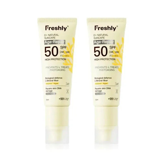 Freshly D+ Natural Suncare Age-Repair SPF 50, Συσκευασία 2 x 50 ml
