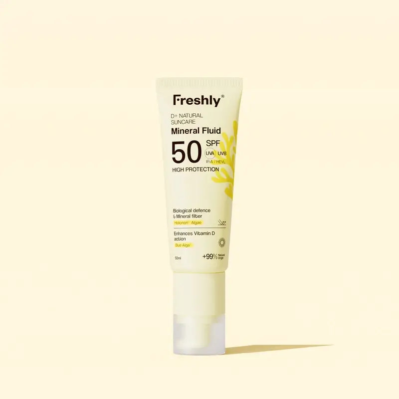 Freshly D+ Natural Suncare Mineral Fluid SPF50, 50 ml