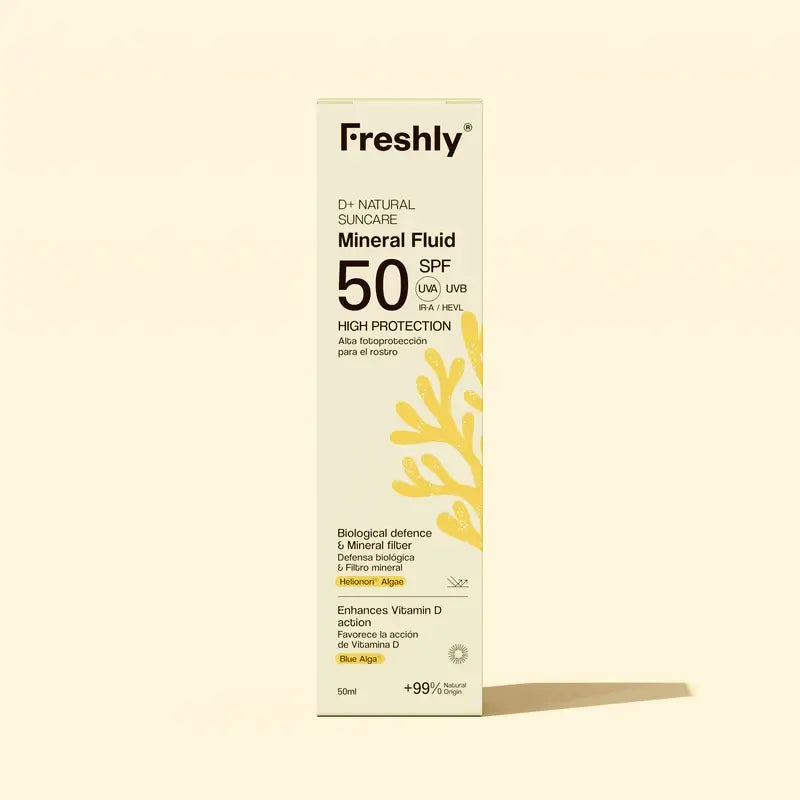 Freshly D+ Natural Suncare Mineral Fluid SPF50, 50 ml