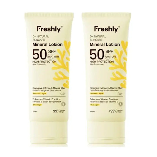 Freshly D+ Natural Suncare Mineral Lotion SPF 50, Συσκευασία 2 x 100 ml