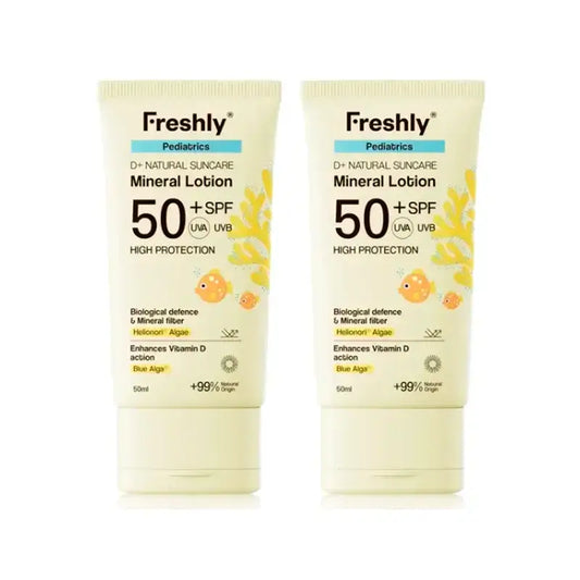 Freshly Pediatrics D+ Natural Suncare Mineral Lotion SPF 50, Συσκευασία 2 x 50 ml
