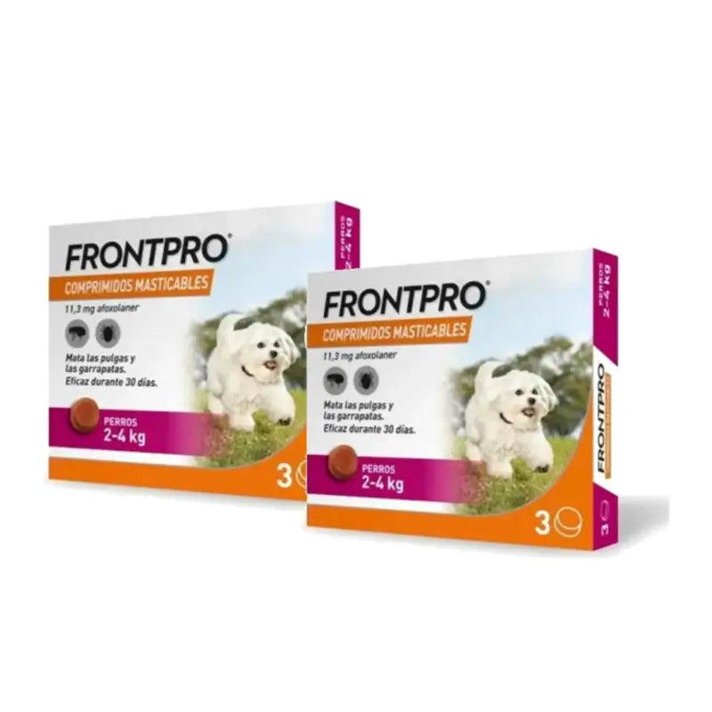 Frontpro Αντιπαρασιτικό για σκύλους 2-4 κιλά (S), Συσκευασία 2 x 3 μασώμενα δισκία