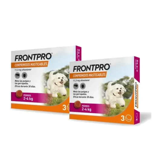 Frontpro Αντιπαρασιτικό για σκύλους 2-4 κιλά (S), Συσκευασία 2 x 3 μασώμενα δισκία