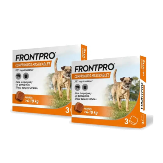 Frontpro Αντιπαρασιτικό για σκύλους 4-10 Kg (M), Συσκευασία 2 x 3 μασώμενα δισκία