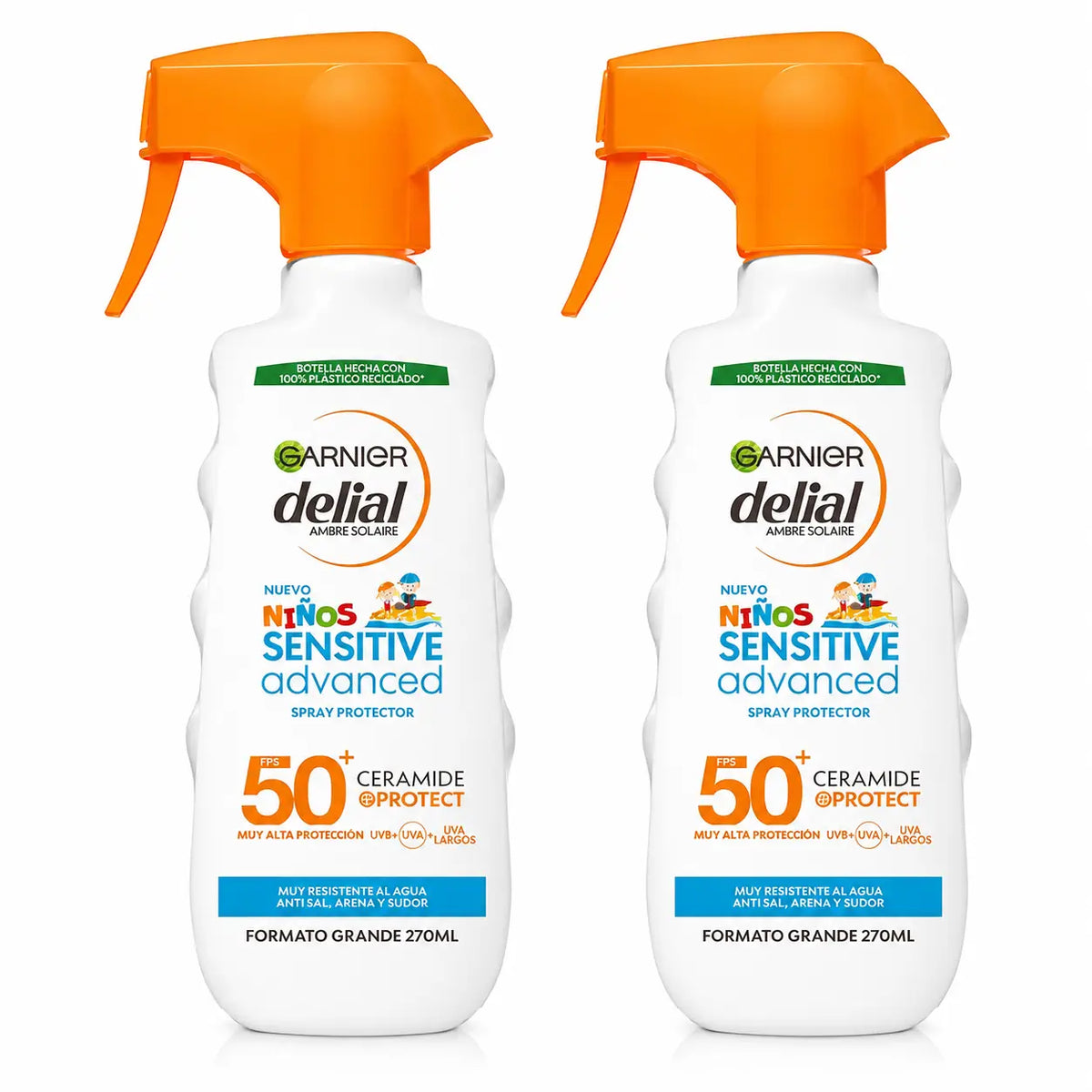Garnier Delial Αντηλιακό για Παιδιά SPF 50 για ανοιχτόχρωμες και ευαίσθητες επιδερμίδες. Παιδιατρικό, 270 ml, συσκευασία 2 τεμαχίων