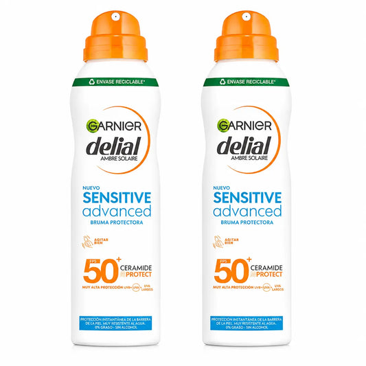 Garnier Delial Sensitive Advanced SPF 50+, Σπρέι για ευαίσθητες, ανοιχτόχρωμες και ανεκτικές στον ήλιο επιδερμίδες. Παιδιατρικό, 150 ml, συσκευασία 2 τεμαχίων