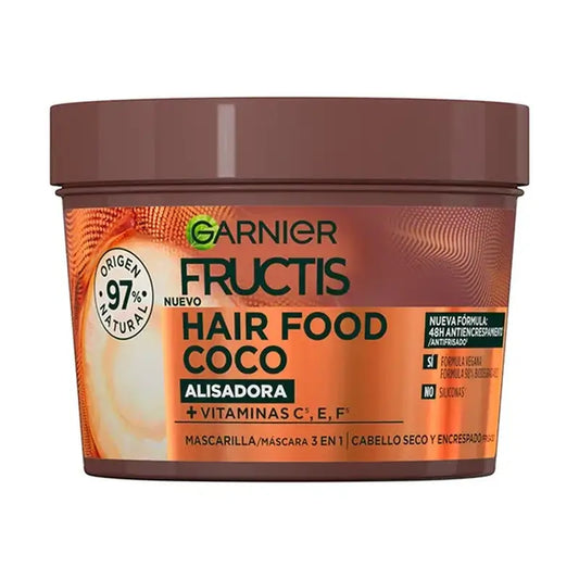 Garnier Fructis Hair Food Coco Μάσκα 3 σε 1 για λείανση 400 ml για ξηρά και φριζαρισμένα μαλλιά