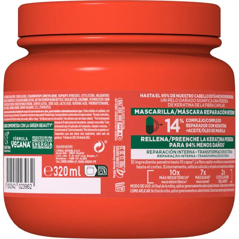 Garnier Fructis Μάσκα «Αντίο στις Φθορές» με έλαιο μαρούλα για ταλαιπωρημένα μαλλιά 320 ml