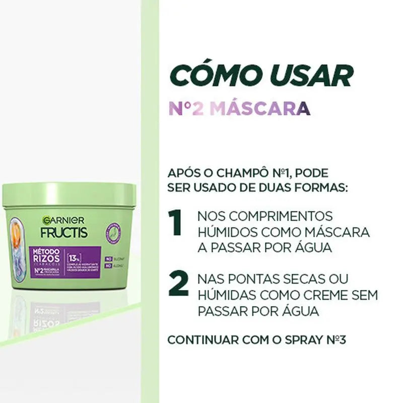 Garnier Fructis Método Rizos Μάσκα Νο 2 για ενυδατωμένα μπούκλα για 1 εβδομάδα 370 ml