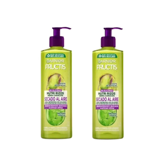 Garnier Fructis Nutri Rizos Κρέμα για στέγνωμα στον αέρα χωρίς ξέβγαλμα για σγουρά ή κυματιστά μαλλιά, 2×400 ml 
