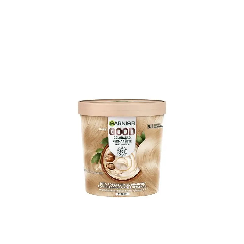 Garnier Good Μόνιμη βαφή χωρίς αμμωνία, 90% φυσικής προέλευσης, απόχρωση 9.1 Ξανθό βανίλια.