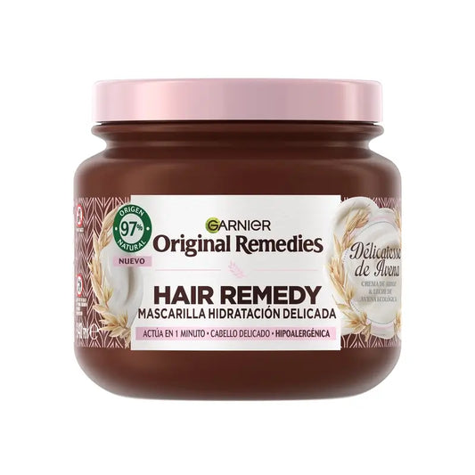 Garnier Original Remedies Υποαλλεργική Μάσκα Ενυδάτωσης με Κρέμα Ρυζιού και Βιολογικό Γάλα Βρώμης, 340 ml