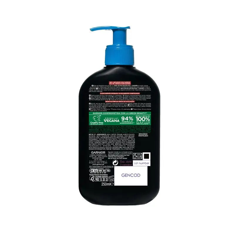 Garnier Pure Active Gel καθαρισμού κατά των μαύρων στιγμάτων με άνθρακα και σαλικυλικό οξύ: Καθαρίζει τους πόρους και μειώνει τα μαύρα στίγματα