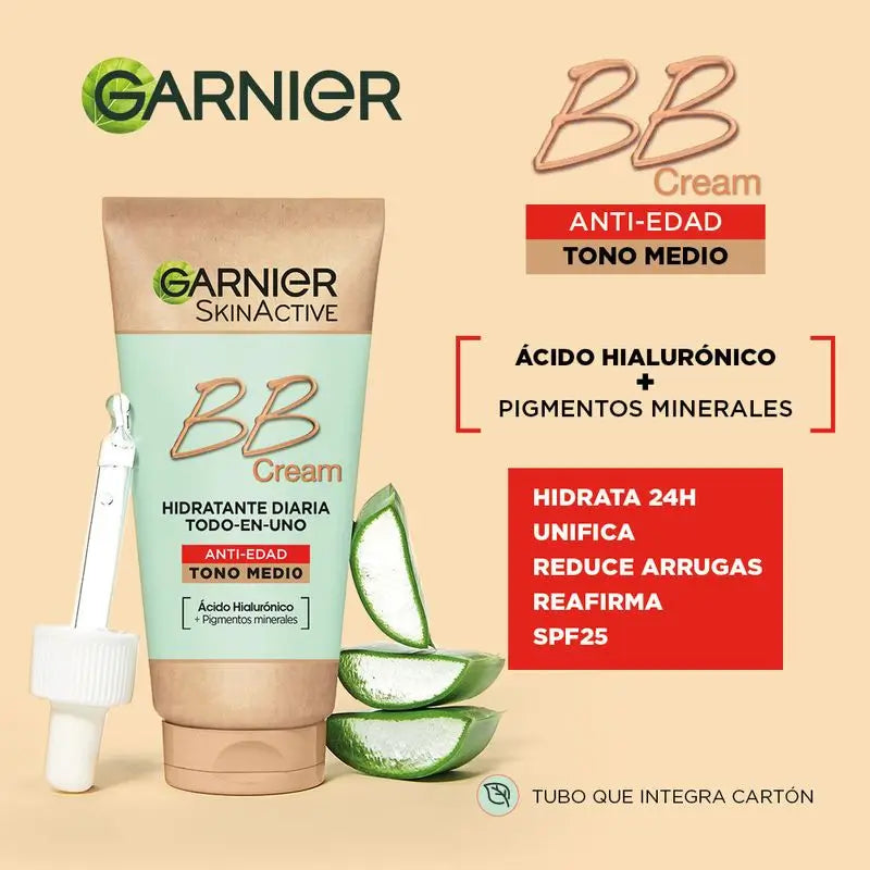 Garnier Skinactive BB Cream Anti-Aging, μεσαία απόχρωση. Ενυδατική κρέμα «όλα σε ένα» με χρώμα, SPF 15, 50 ml