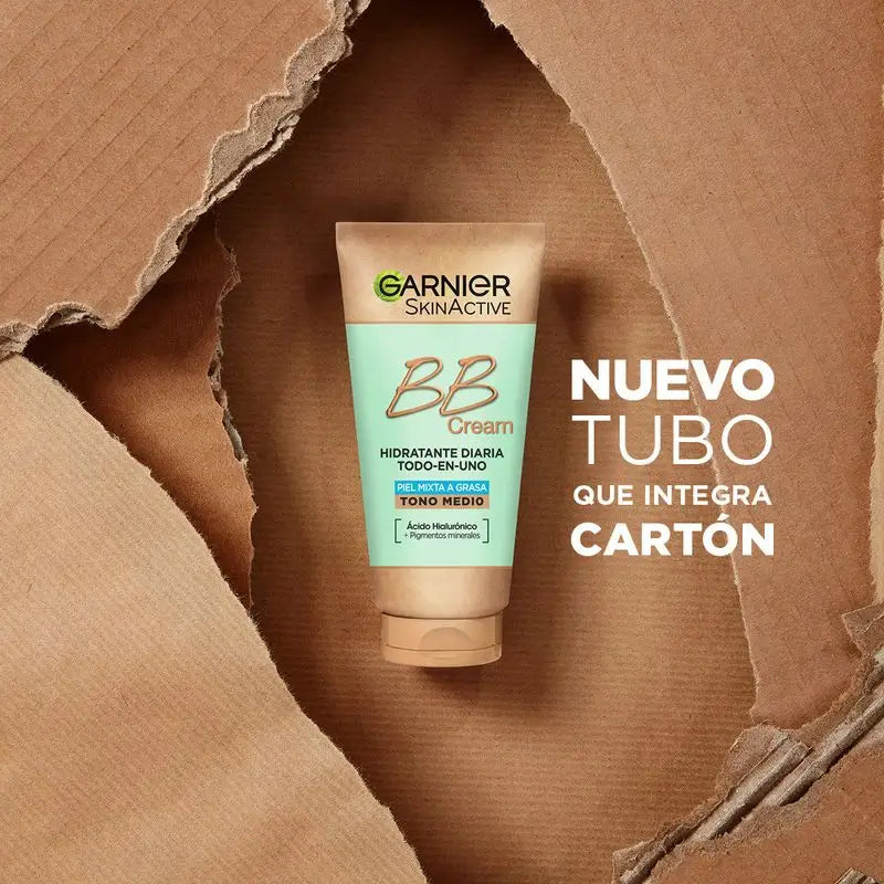 Garnier Skinactive BB Cream με ματ αποτέλεσμα για μικτές έως λιπαρές επιδερμίδες, μεσαία απόχρωση. Ενυδατικό προϊόν «όλα σε ένα» με χρώμα, SPF 25, 50 ml