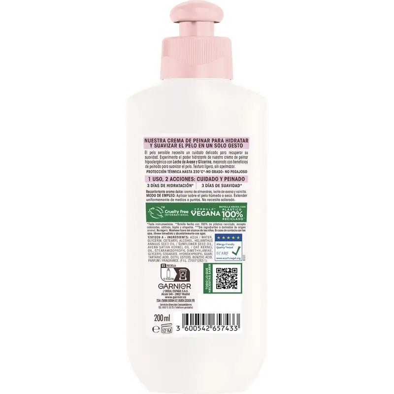 Garnier Ultra Doux 2 σε 1 Κρέμα για το χτένισμα, Απαλή Ενυδάτωση, 200 ml