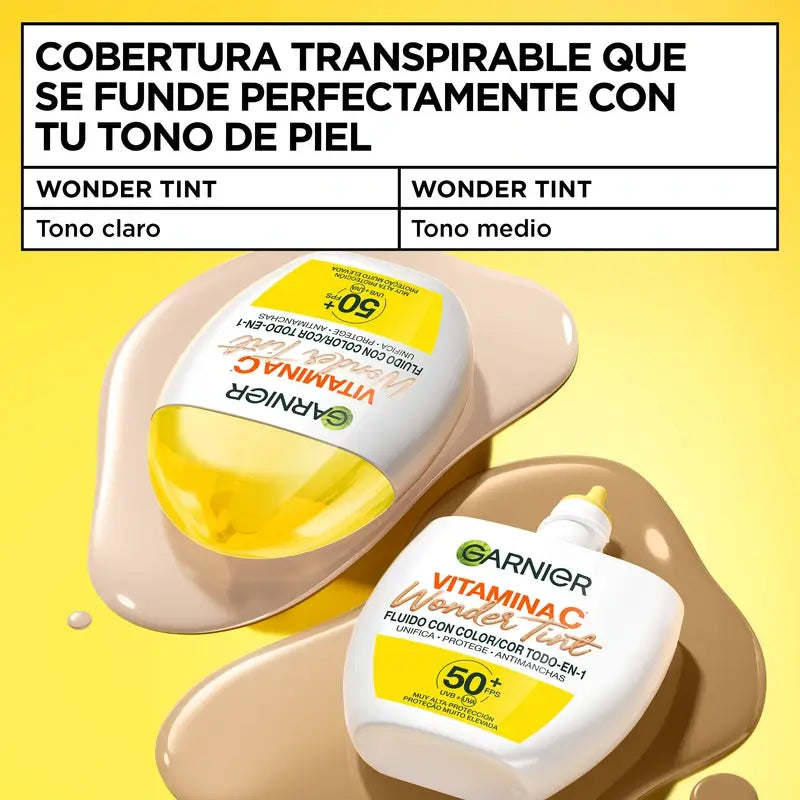 Garnier UV Daily Protection Vitamin C Wonder Tint SPF50+, Μεσαία απόχρωση, 40 ml
