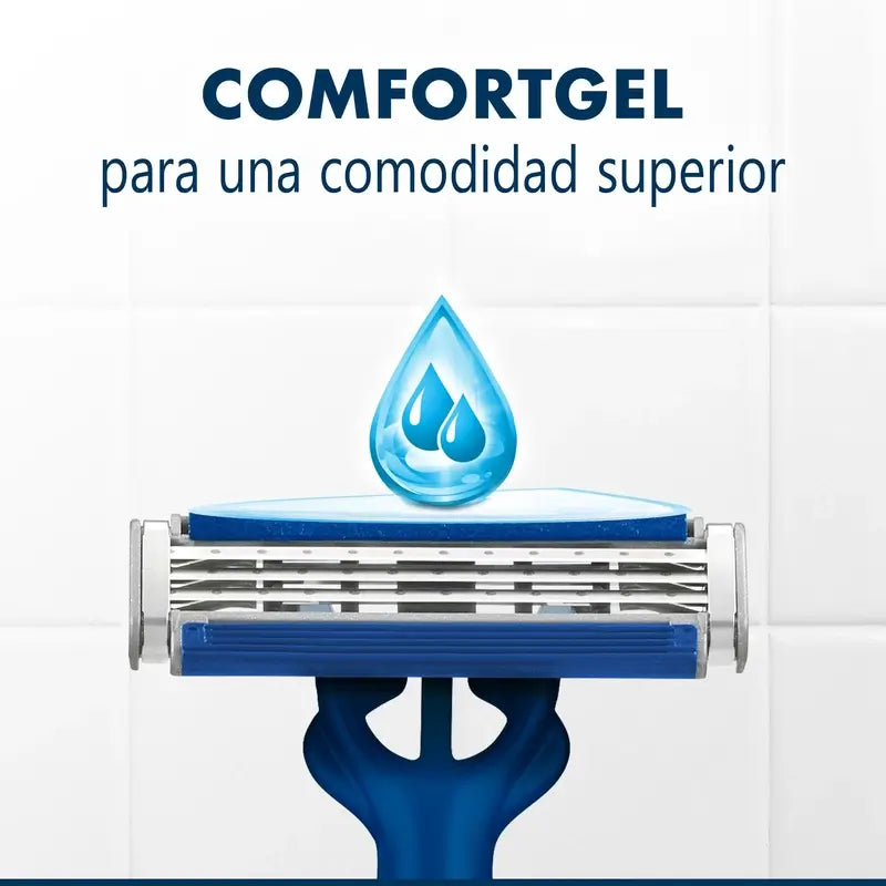 Gillette Blue3 Smooth 8+4 Ξυραφάκια μίας χρήσης για άνδρες με περιστρεφόμενη κεφαλή 40° και λιπαντική ταινία, 12 τεμάχια