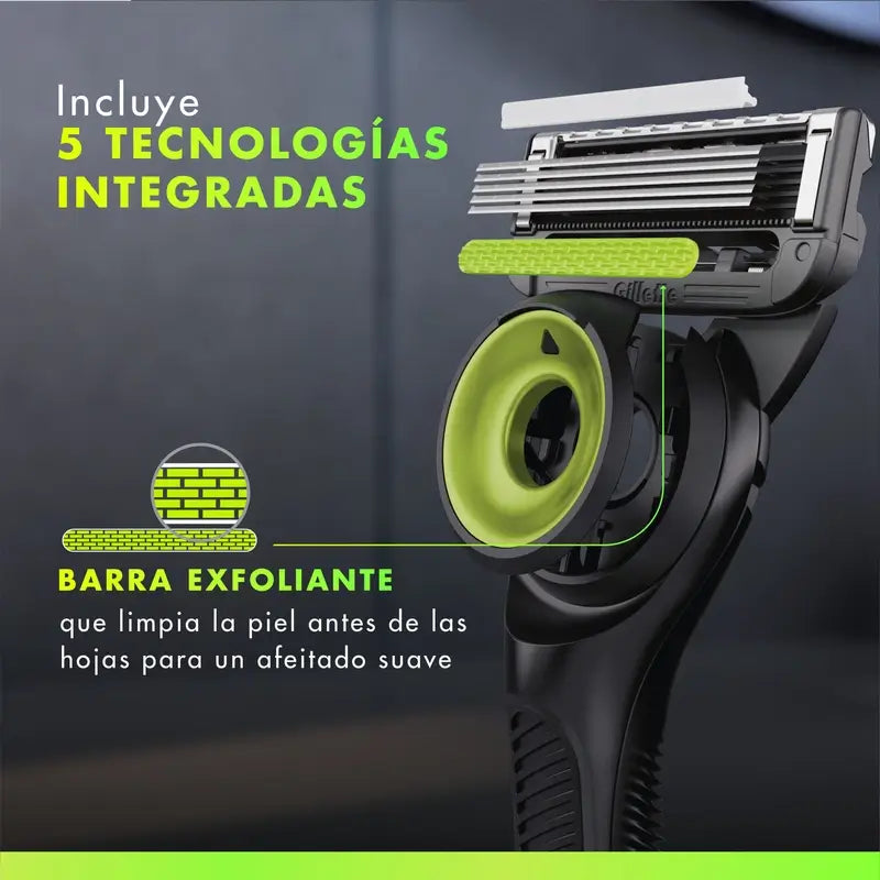 Gillette Labs Ξυριστική μηχανή με ράβδο απολέπισης + 5 ανταλλακτικά και βάση