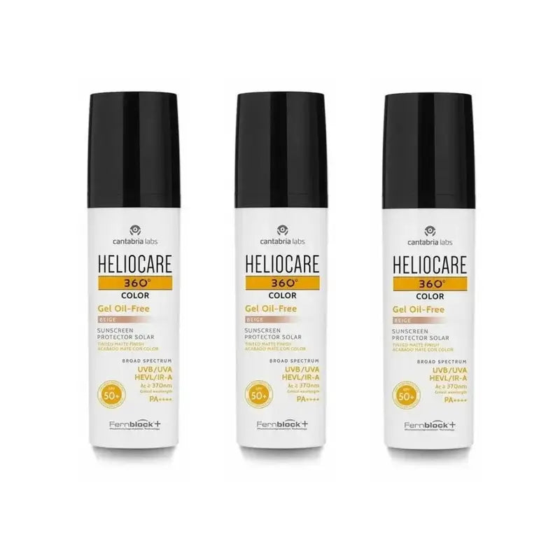 Heliocare 360º Color Gel Oil Free Beige SPF 50+, 3×50 ml 