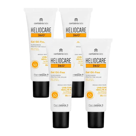 Heliocare 360º Gel Oil Free SPF 50+, Συσκευασία 4 x 50 ml