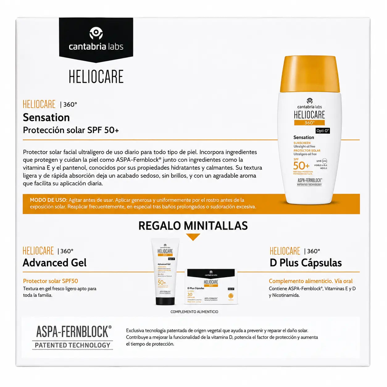 Heliocare Pack 360 Sensation 50 ml + Minitallat Advanced