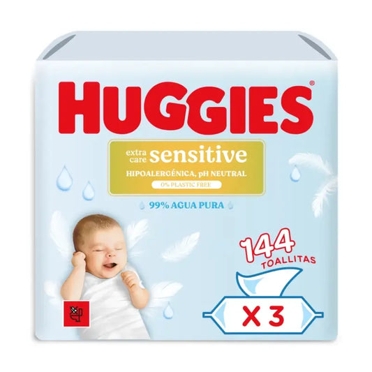 Huggies Extra Care Sensitive Μαντηλάκια, 144 τεμάχια