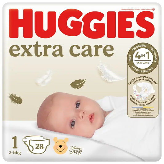 Huggies Extra Care Μέγεθος 1 (3-5 κιλά) Πάνες για μωρά Disney, 28 τεμάχια