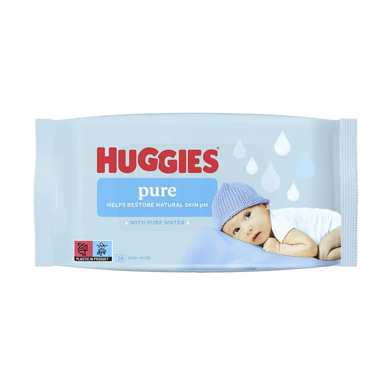 Μαντηλάκια Huggies Pure, 56 τεμάχια