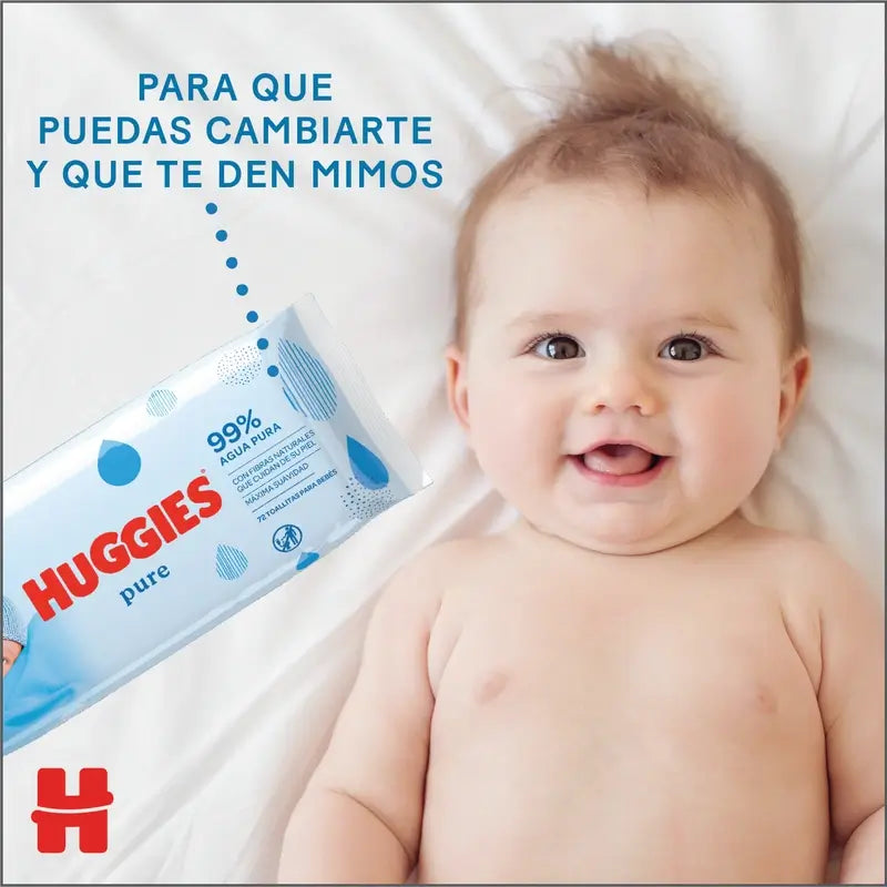 Μαντηλάκια Huggies Pure, 56 τεμάχια