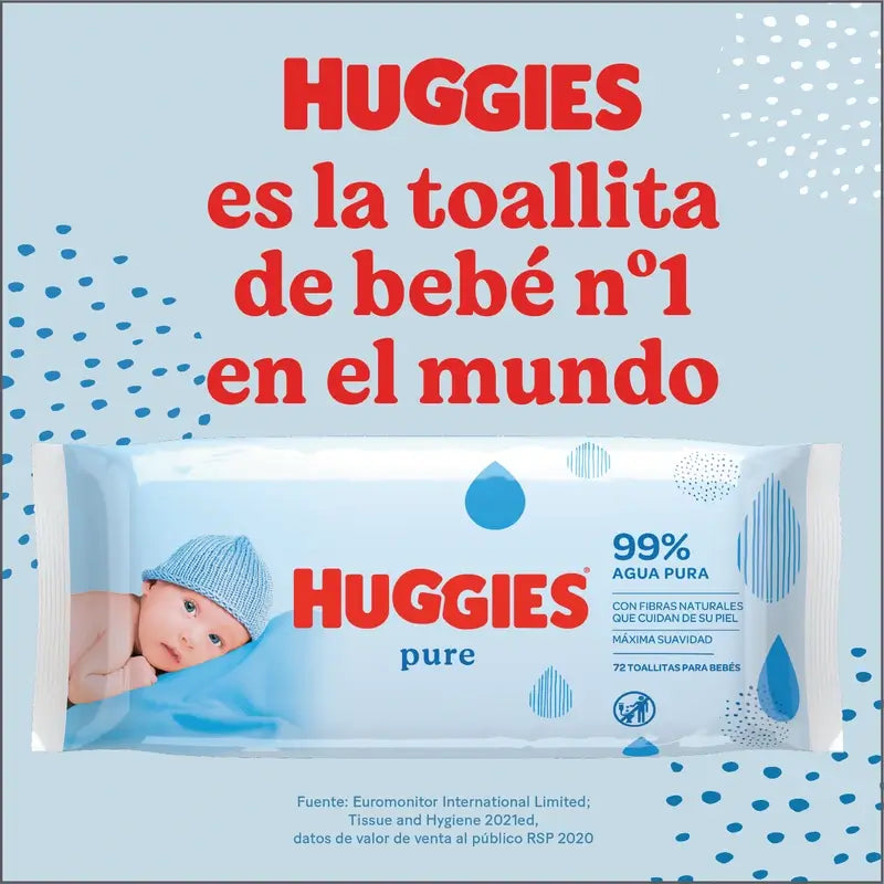Μαντηλάκια Huggies Pure, 56 τεμάχια