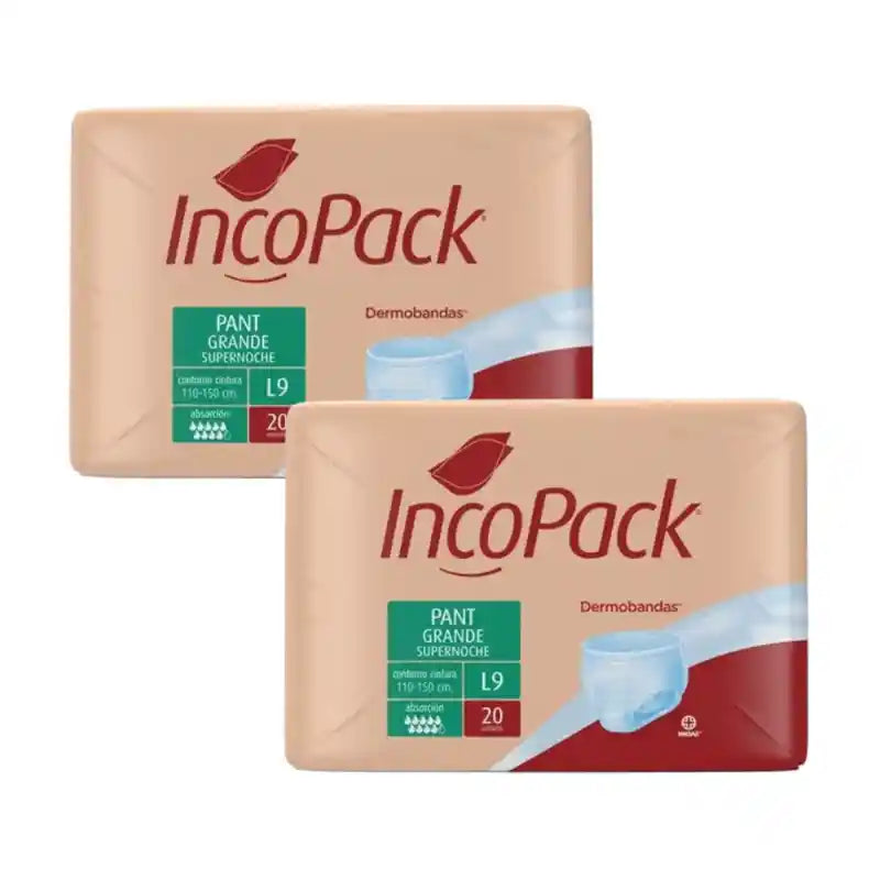Incopack Pant Απορροφητικά Supernoche, Μεγάλο Μέγεθος, Συσκευασία 2, 160 τεμάχια.