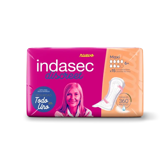 Indasec Discreet Σερβιέτες ακράτειας Maxi, 15 τεμάχια