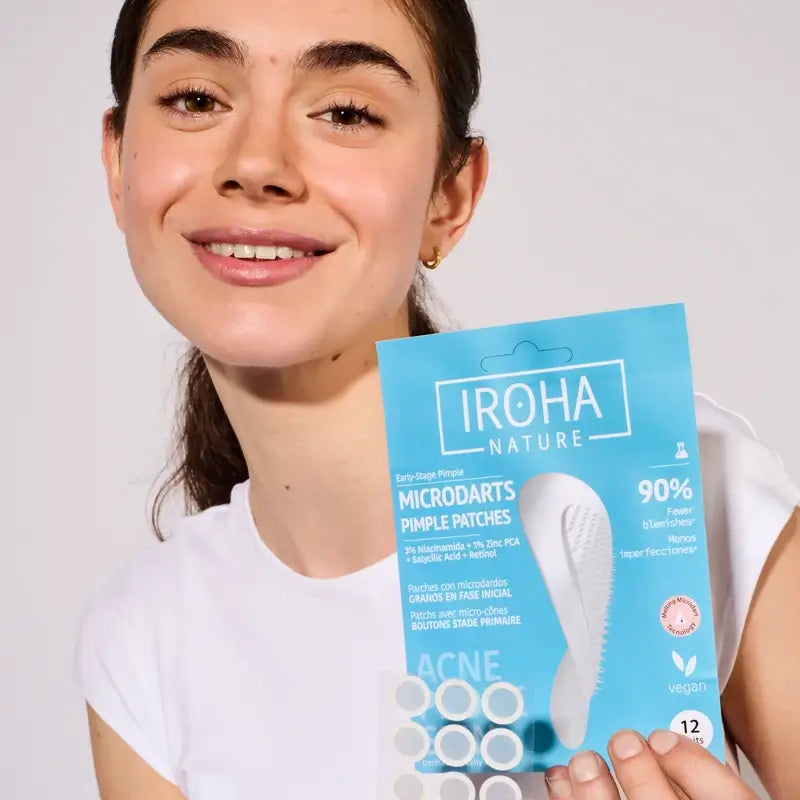 Iroha Nature Επιδερμίδες με τάση ακμής – Επίδεσμοι για σπυράκια με μικροβελόνες, 12 τεμάχια