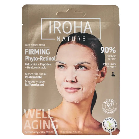 Iroha Nature Συσφικτική μάσκα προσώπου σε χαρτομάντιλο - Φυτικό ρετινόλη, 23 ml