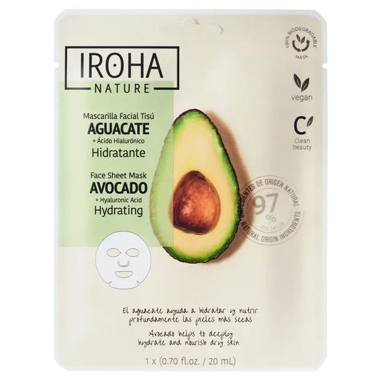 Iroha Nature Natural Extracts Ενυδατική μάσκα προσώπου με αβοκάντο, 20 ml 
