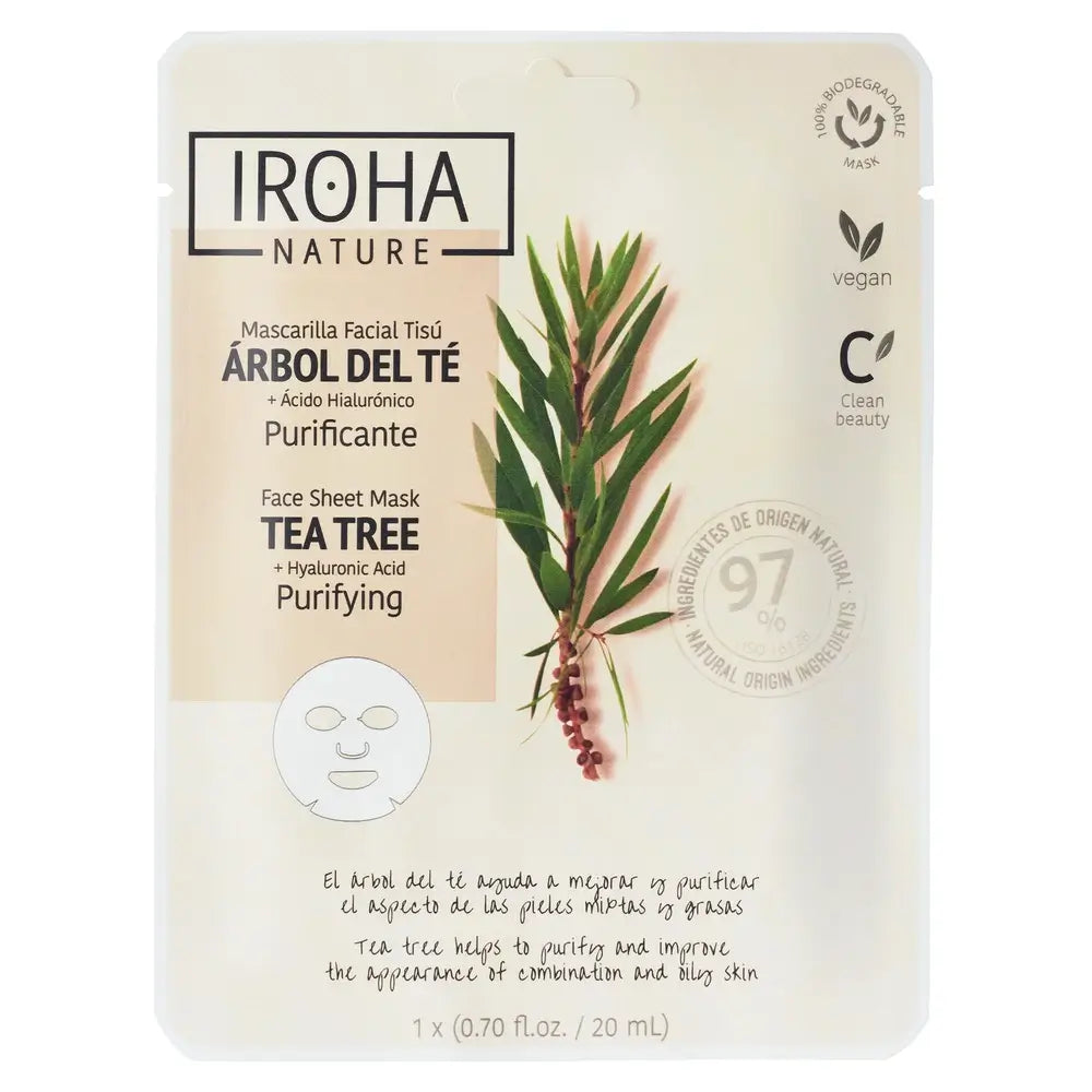 Iroha Nature Natural Extracts Μάσκα Προσώπου με Τσάι Δέντρου, Καθαριστική, 20 ml 