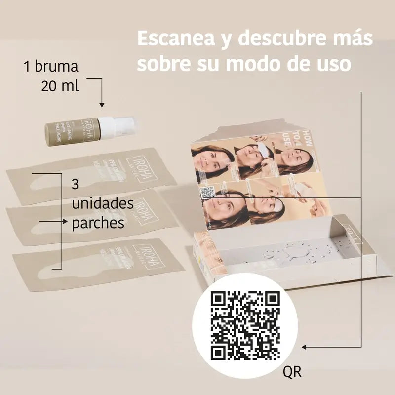 Iroha Nature Επιδέσμους για το πρόσωπο με 99% κολλαγόνο (3 τεμ. + 1 σπρέι), 3 ζεύγη