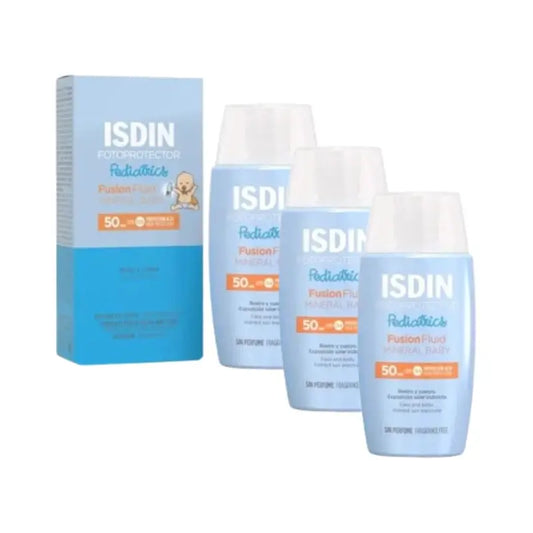 Isdin Αντηλιακό Pediatrics Fusion Fluid Mineral Baby SPF 50, 3×50 ml