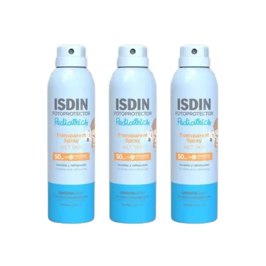 Isdin Παιδικό Αντηλιακό Σπρέι Διαφανές Wet Skin SPF 50, 3×250 ml