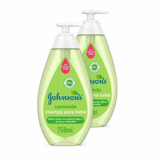 Johnson's Baby Σαμπουάν με χαμομήλι, για καθημερινή χρήση, καθαρίζει και μαλακώνει, χωρίς θειικά άλατα, για όλη την οικογένεια, συσκευασία 2 x 750 ml
