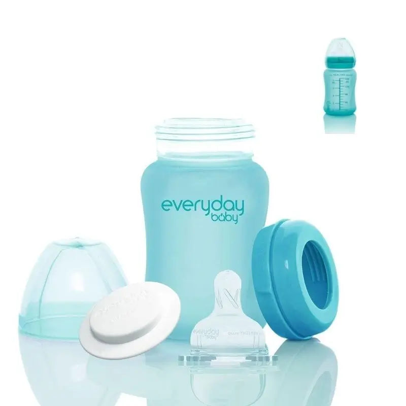 Joykids Γυάλινο μπιμπερό 150 ml Τυρκουάζ Θερμός Everyday Baby 
