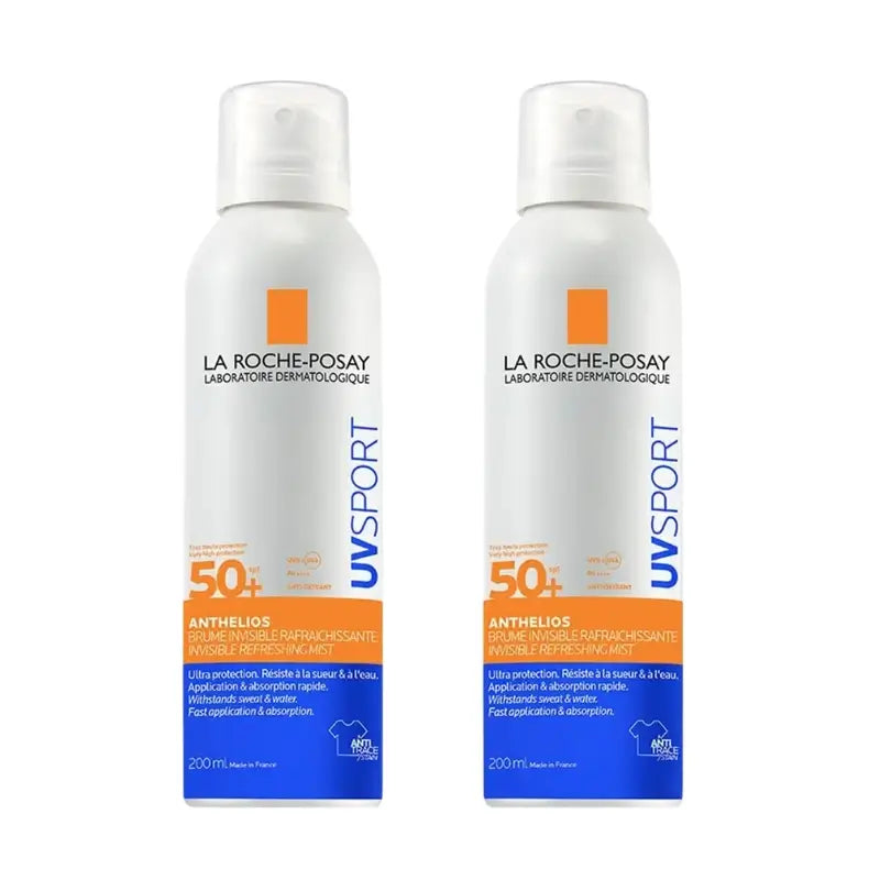 La Roche Posay Anthelios UV Sport Αόρατο Δροσιστικό Σπρέι SPF 50+, 2×200 ml