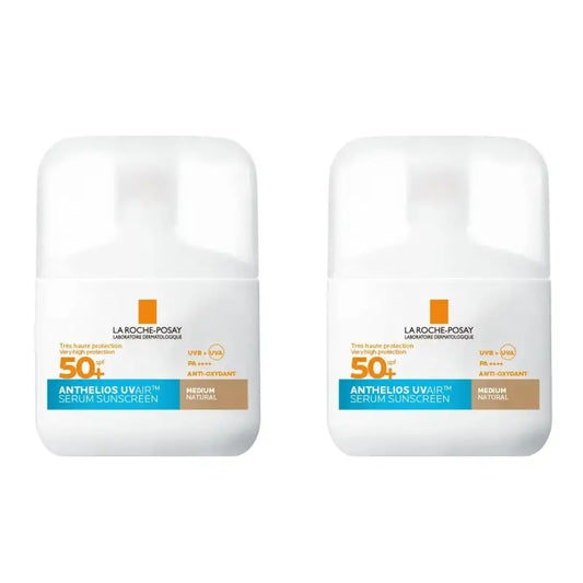 La Roche Posay Anthelios Uvair Sun Serum SPF50+ με χρώμα, μέτρια κάλυψη, 2×50 ml